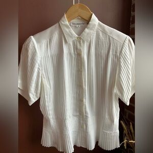 White Pleated Women's Top
